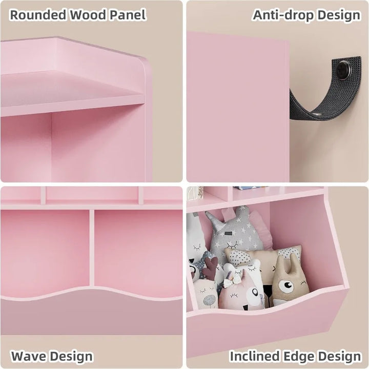 Multishelf toy bookshelf and bookcase with cubby organizer cabinet for efficient storage of books and toys ideal for bedroom pl