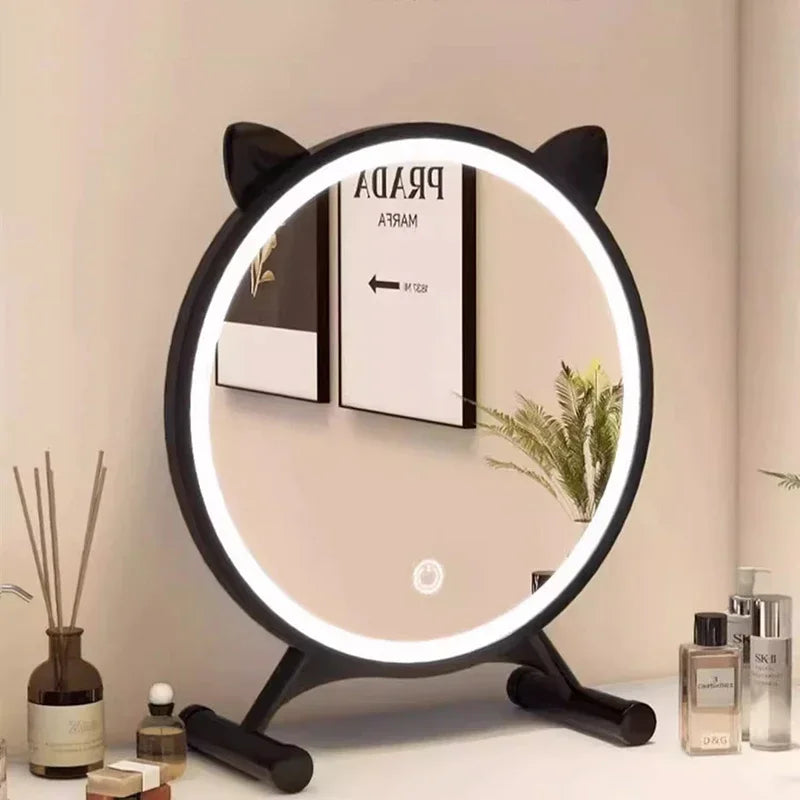 Unique Makeup Mirror Compact Korean Bedroom Funky Girl Aesthetic Items Art Circular Mirror Cosmetics Vestidores Decoracao Quarto