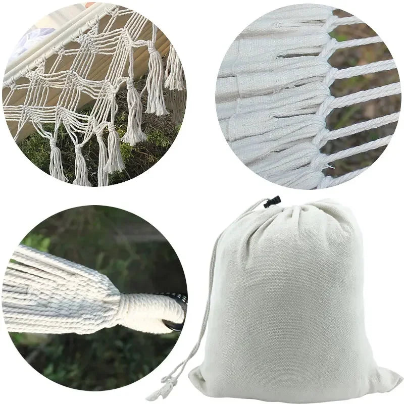 ins Style 2 Person Hammock Boho Large Macrame Fringe Double Deluxe Hammock Swing Net Chair Outdoor Indoor Hanging Deco