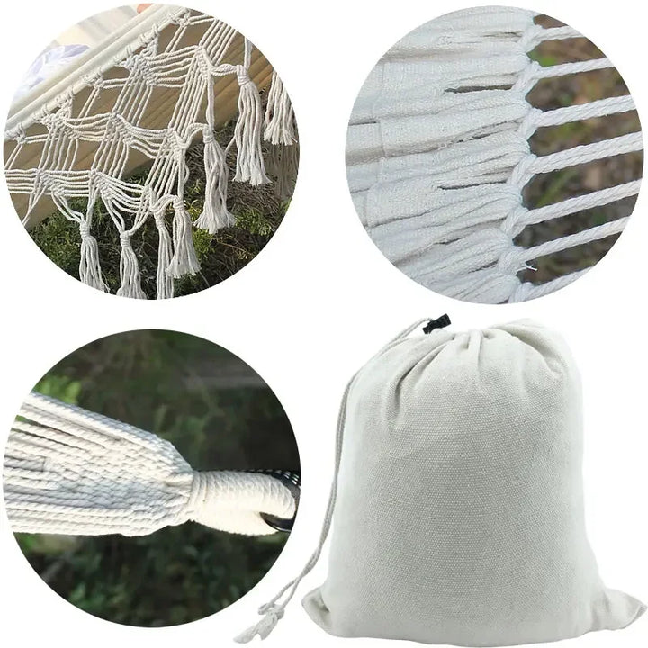 ins Style 2 Person Hammock Boho Large Macrame Fringe Double Deluxe Hammock Swing Net Chair Outdoor Indoor Hanging Deco