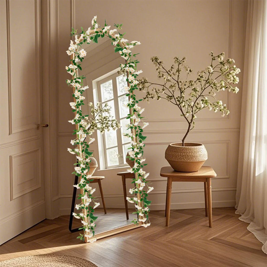 2 Pcs Artificial Cherry Blossom Flower Vine Hanging Cherry Blossom Flower Silk Garland Hanging Vines Faux Flowers For