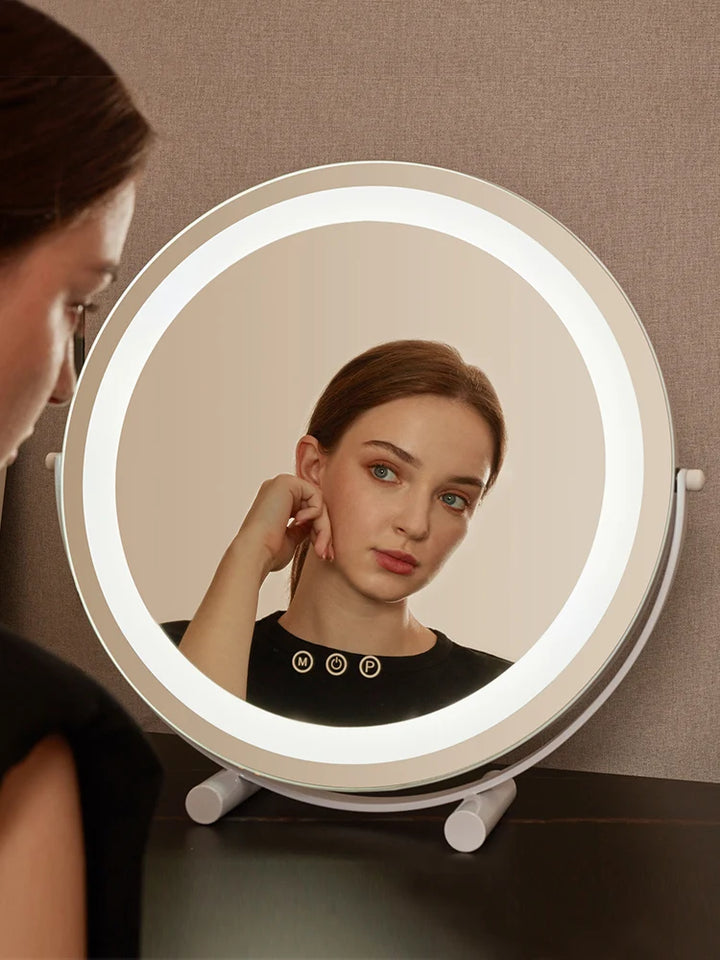 Dressing table mirror, makeup mirror, desktop bedroom, household circular makeup mirror, LED makeup table, makeup mirror