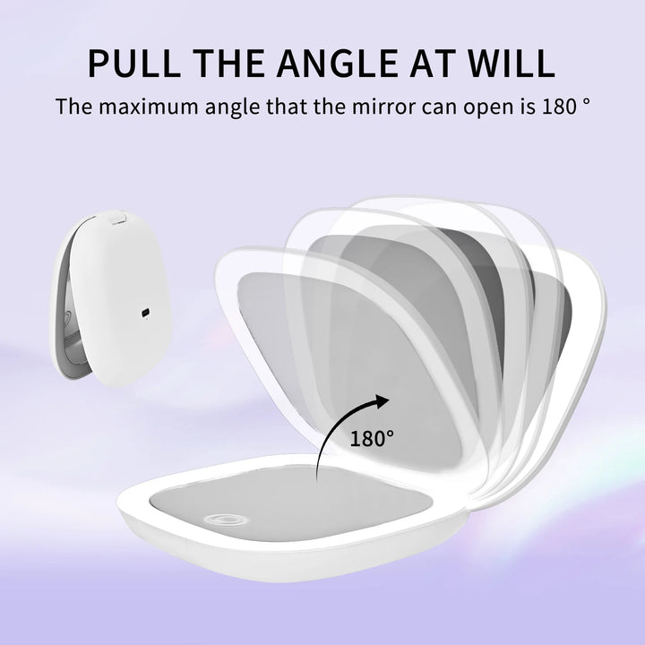 Mini Makeup Mirror Led Compact Pocket Portable Foldable Cosmetic Charge Makeup Mirror With 10X Light Magnifying Makeup Mirror