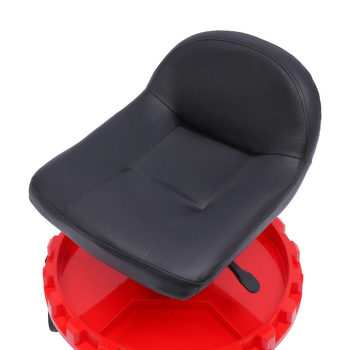 220 LBS Rolling Garage Stool Adjustable Height Mobile Rolling Gear Seat Round Tray Garage Pneumatic Stool