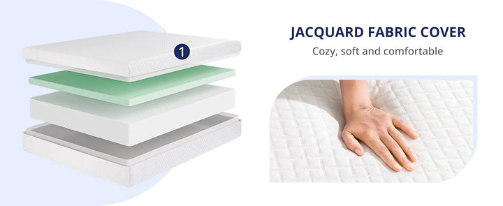 Twin XL Mattress 10 Inch Green Tea Memory Foam Mattress for Cool Sleep Pressure Relief Fiberglass Free Bed in a Box Removable Wa