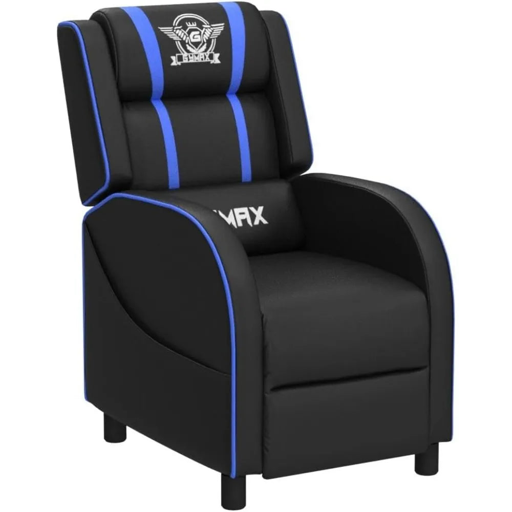 Gaming Recliner, Massage Gaming Chair w/Adjustable Footrest, Remote Control & Side Pocket, Ergonomic Game Lounge Chair, Racing