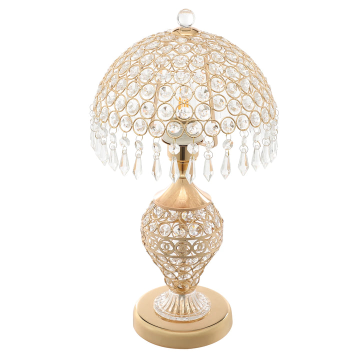 Crystal Table Lamp,Gold 110V Tabletop Decorative Bedside Lamp Corded Electric Lighting 3-5m² for Bedrooms,Living Rooms