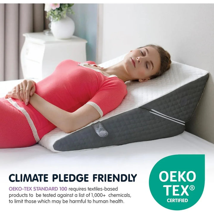 Adjustable Bed Wedge Pillow for Sleeping - Wedge Pillow for Sleep Apnea, Gerd, Acid Reflux Relief, Post Surgery - Foam Pillow