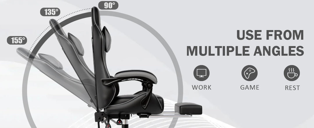 Ergonomic Gaming Chair with Footrest, Racing Style Video Game Chair for Adults, Reclining Gamer Chair Office Chair
