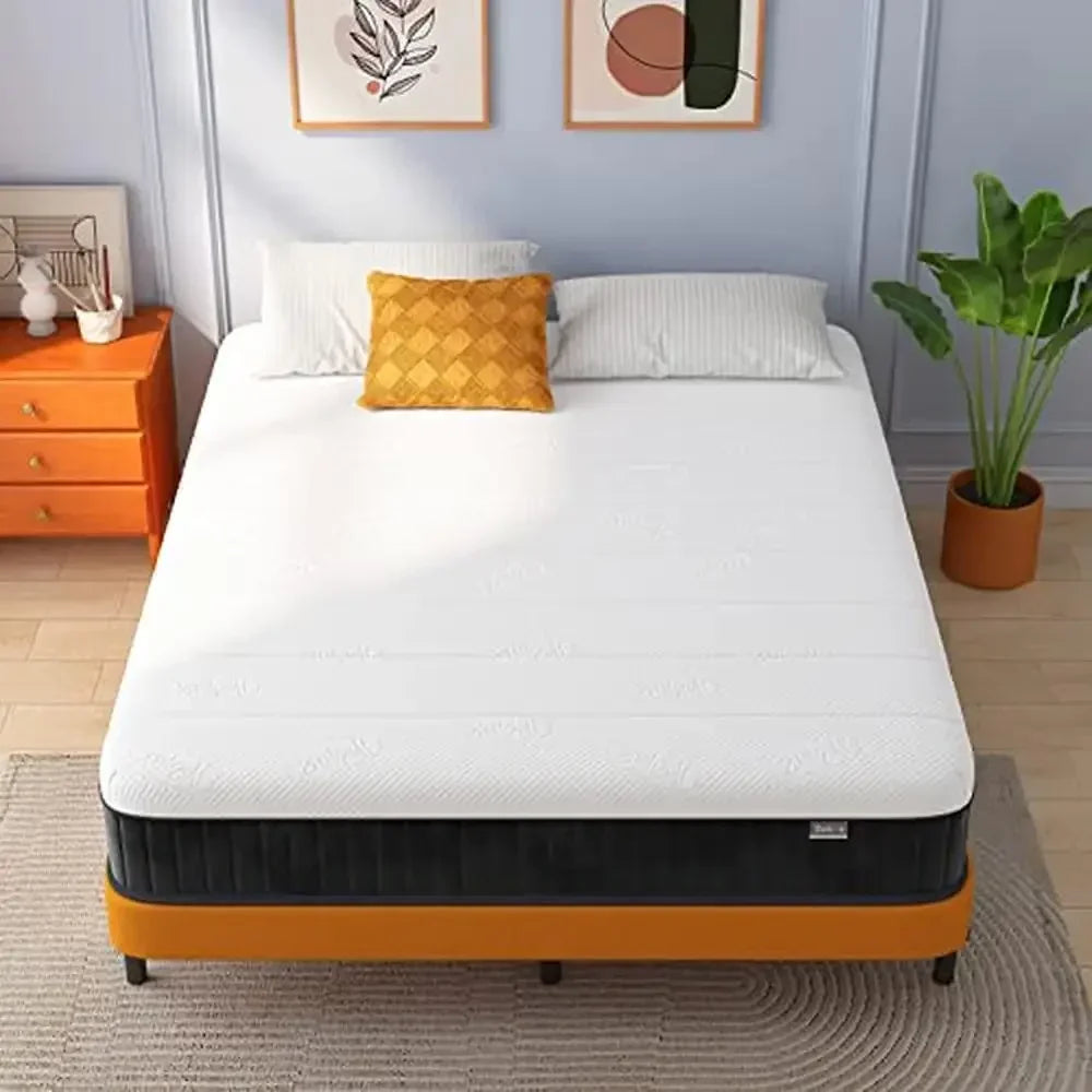 12 Inch Memory Foam Hybrid Queen Size Mattress in a Box Firm Support & Pressure Relief Comfort Knit Fabric Orthopedic Design
