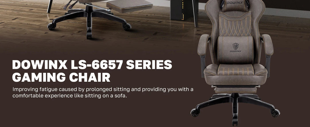 Dowinx Gaming Chair Breathable PU Leather Gamer Chair with Pocket Spring Cushion, Ergonomic Computer Chair with Lumbar Support