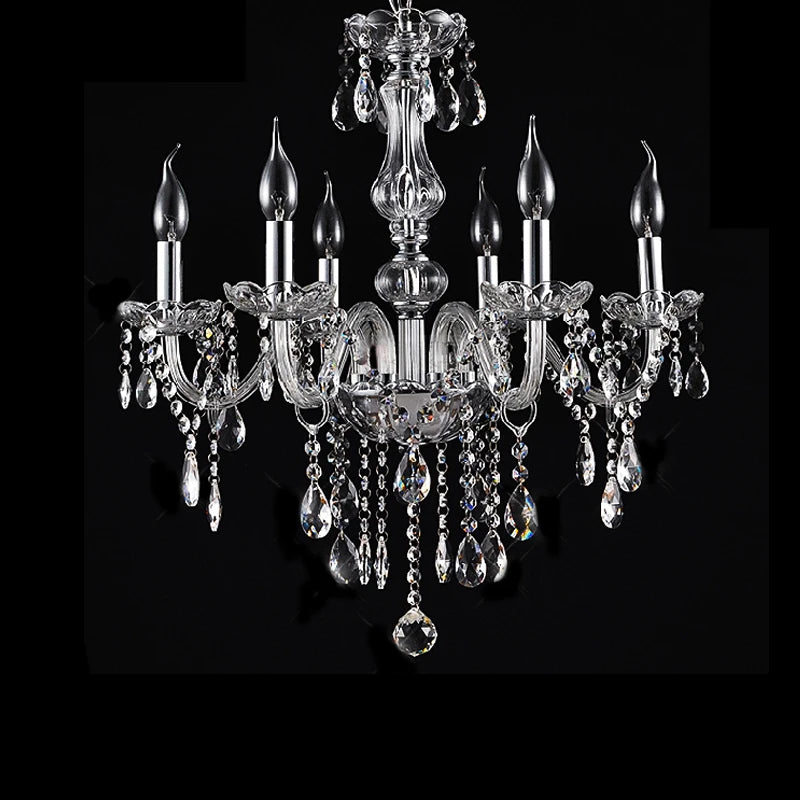 Classic 6 Lights Tassels Chandelier 6 Arms Crystal Lustre Light Modern Ceiling Light Lamp Lighting For Living Room Dining Room