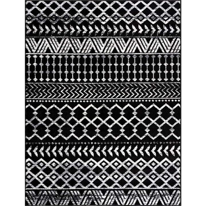 Boho Moroccan Black and White Rug Geometric Diamond 6x9 Area Rugs for Living Room Bedroom Kitchen Modern Bohemian Soft Stain Re