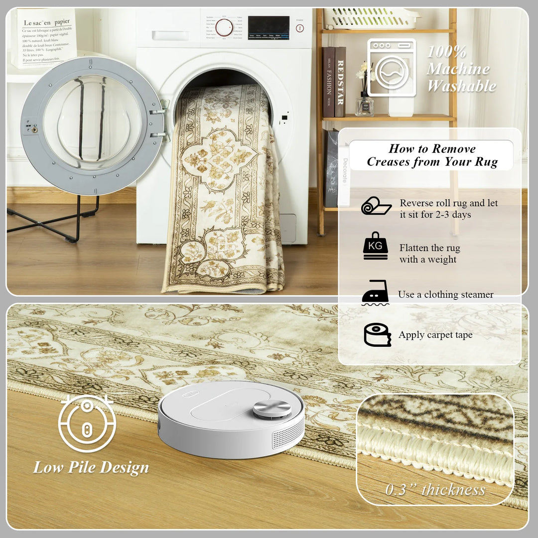 Area Rugs for Living Room Elegant Floral Traditional Faux Wool Area Rug