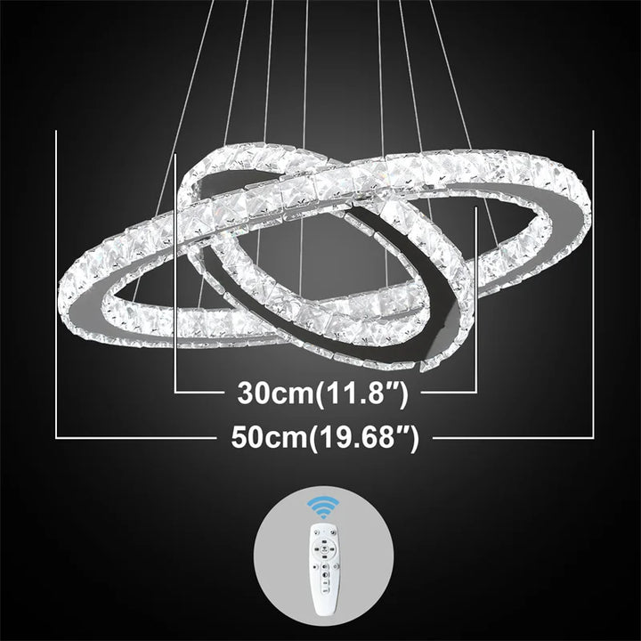 Modern Crystal Rings Led Chandelier Indoor Luxury Ceiling Lamp Dimming And Remote Control Pendan Lighting Chrome Lustre Fixtures