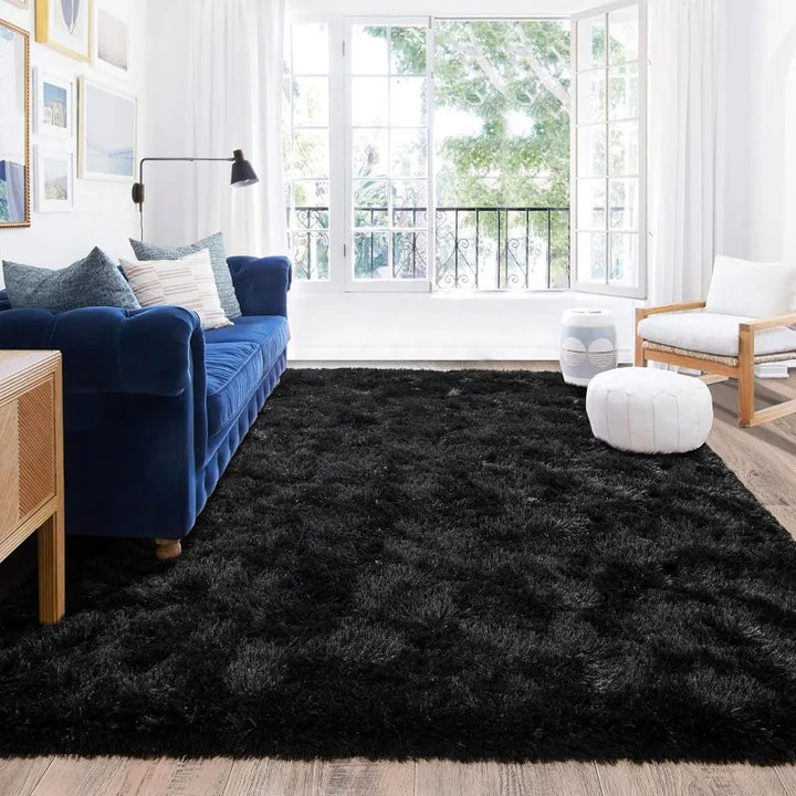 8x10 Area Rugs for Living Room, Ultra Soft Large Shag Black Bedroom Rug Upgrade Non-Slip Plush Modern Fluffy Carpet for Kids Boy