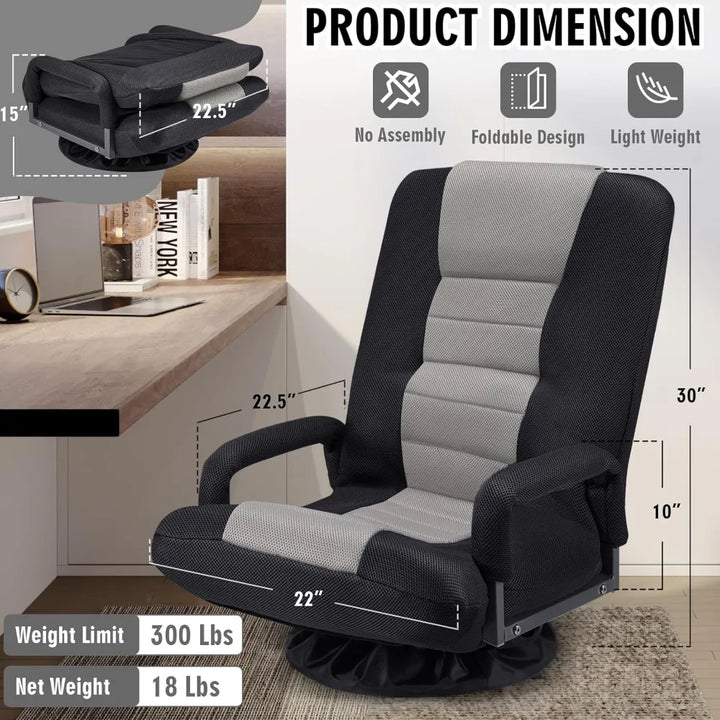"swivel gaming chairs with armrests and folding reclining sofas for video gaming with adjustable positions, padded backrest and