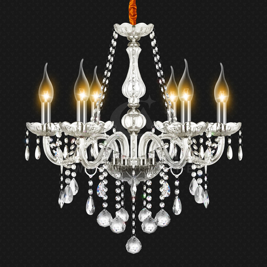 Classic 6 Lights Tassels Chandelier 6 Arms Crystal Lustre Light Modern Ceiling Light Lamp Lighting For Living Room Dining Room