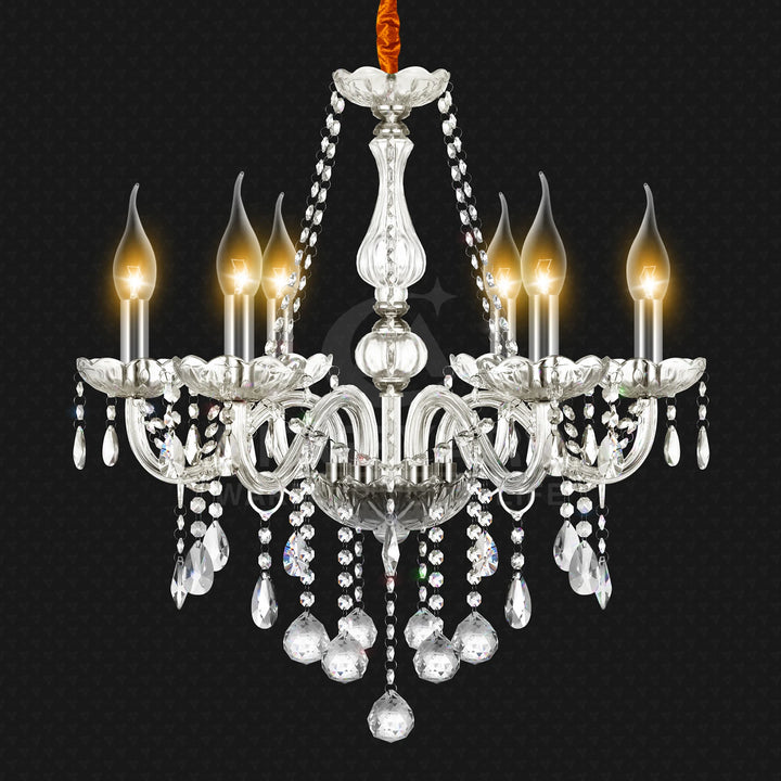Classic 6 Lights Tassels Chandelier 6 Arms Crystal Lustre Light Modern Ceiling Light Lamp Lighting For Living Room Dining Room
