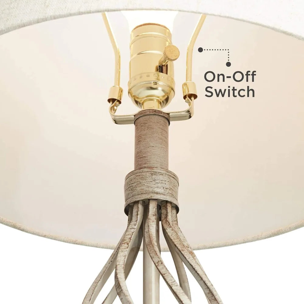 Modern Industrial Table Lamps 28" Tall Set of 2 Weathered Sand Iron Cream Tapered Drum Shade for Bedroom Living Room