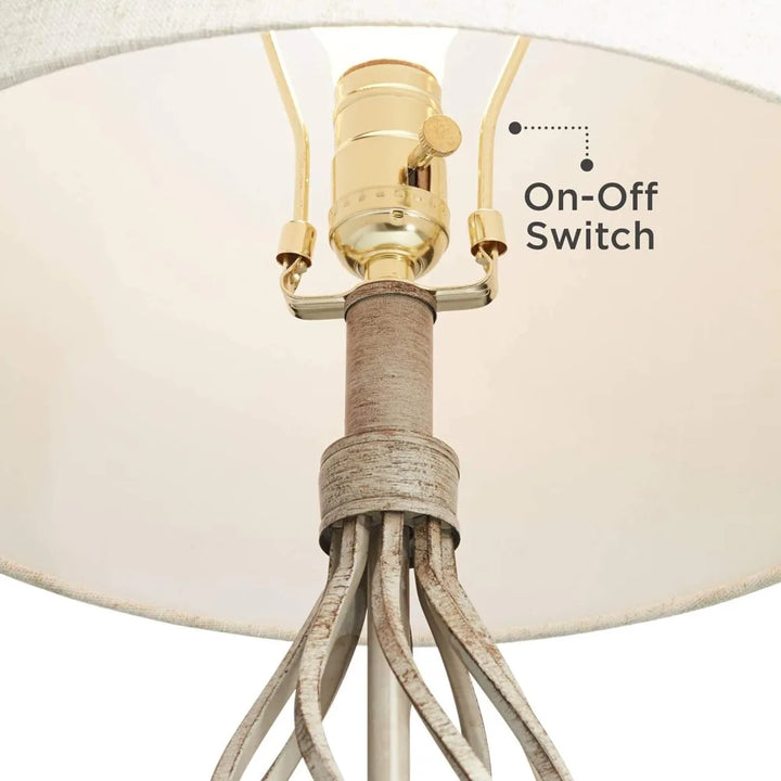 Modern Industrial Table Lamps 28" Tall Set of 2 Weathered Sand Iron Cream Tapered Drum Shade for Bedroom Living Room