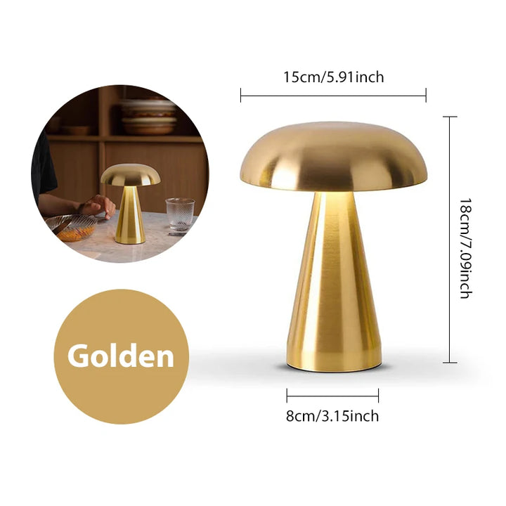 Retro table lamp Mushroom LED Night Light Rechargeable desk lamp Touch Sensor Reading Lights  for bedroom  Restaurant Bar Decor