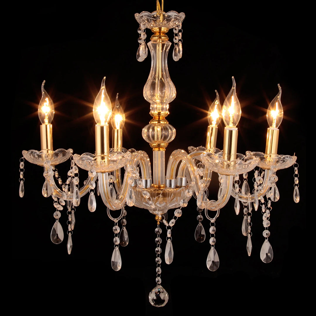 Classic 6 Lights Tassels Chandelier 6 Arms Crystal Lustre Light Modern Ceiling Light Lamp Lighting For Living Room Dining Room