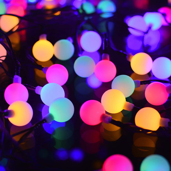 Solar Crystal Ball String Lights â€“ 4 Colors, 8 Modes Outdoor Garden & Balcony Accent | Eco-Friendly LED Decor | Trufairs
