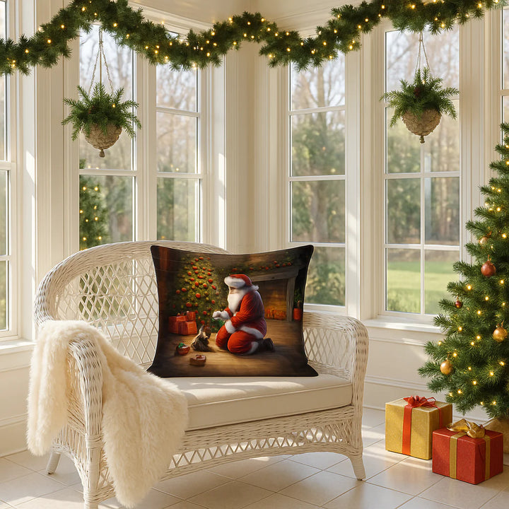 Exclusive Scottish Terrier and Santa Claus Holiday Throw Pillow - Premium 14" x 14" Festive Collection