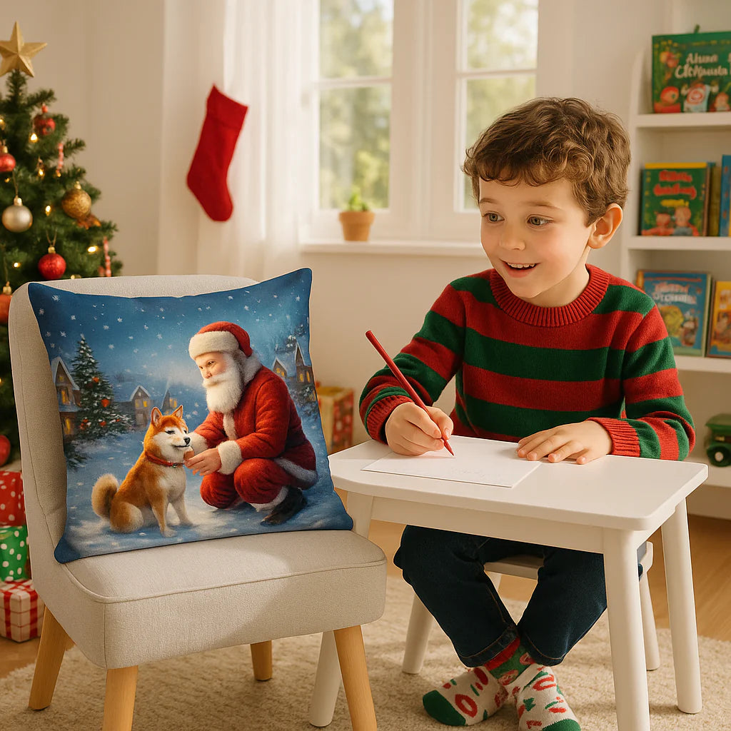 Exclusive Scottish Terrier and Santa Claus Holiday Throw Pillow - Premium 14" x 14" Festive Collection