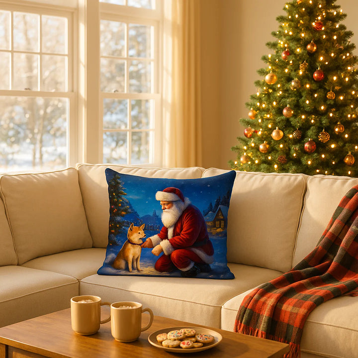 Exclusive Scottish Terrier and Santa Claus Holiday Throw Pillow - Premium 14" x 14" Festive Collection