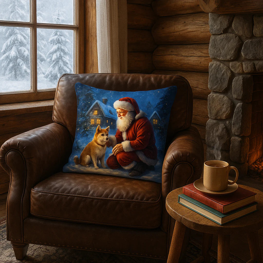 Exclusive Scottish Terrier and Santa Claus Holiday Throw Pillow - Premium 14" x 14" Festive Collection