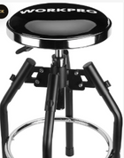 Swivel Bar Stool for Garage & Shop - Backless Counter Stool with Padded Seat, Workbench Stool for Workshop, Single Bar Stool with Chrome Legs
