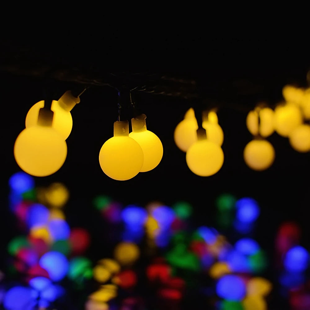 Solar Crystal Ball String Lights â€“ 4 Colors, 8 Modes Outdoor Garden & Balcony Accent | Eco-Friendly LED Decor | Trufairs