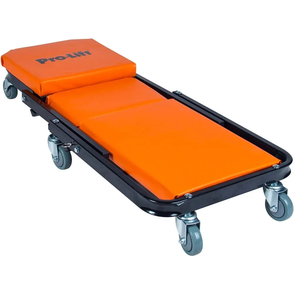 Foldable Z Creeper - 2-in-1 Rolling Folding Car Creeper & Seat - 40" Adjustable Roller Garage Chair Lay Down or Sit