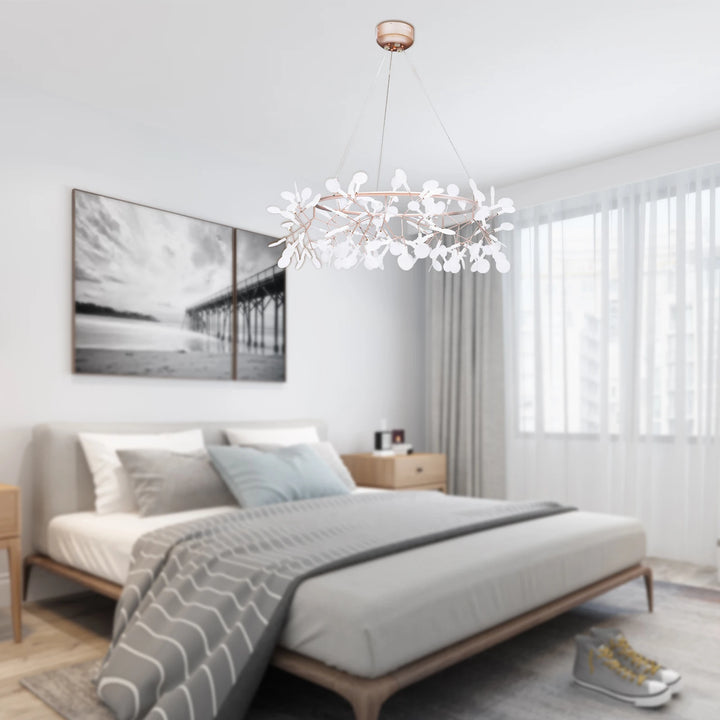 40W Modern Ceiling Mounted Chandelier 135* LED Light Beads Rose Gold Chandelier Suitable for Dining Room, Living Room, Bedroom