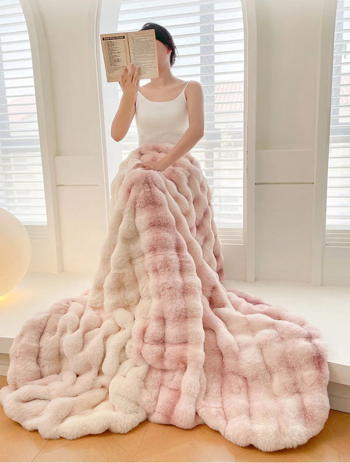 Luxury Thickened Rabbit Fur Plush Blanket High End Ultra Soft Cozy Office Nap Blanket Autumn Winter Sofa Cover for Living Room