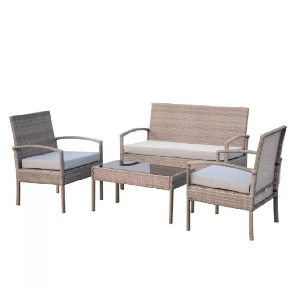 Patio Furniture Set with Cushions, Chairs,Sofa and Tea Table, make sure you are feeling fine on a nice summer day