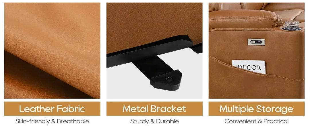 RPD4-3 seater recliner. PU leather recliner sofa. Home Theater Seating with flipped middle backrest. R