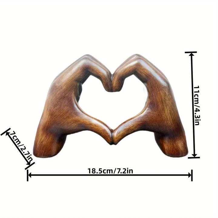 1pc Charming Wood Grain Effect Love Sculpture, Resin Craft Decor, Enhances Bookshelves and Office Spaces, Ideal for Home Styling