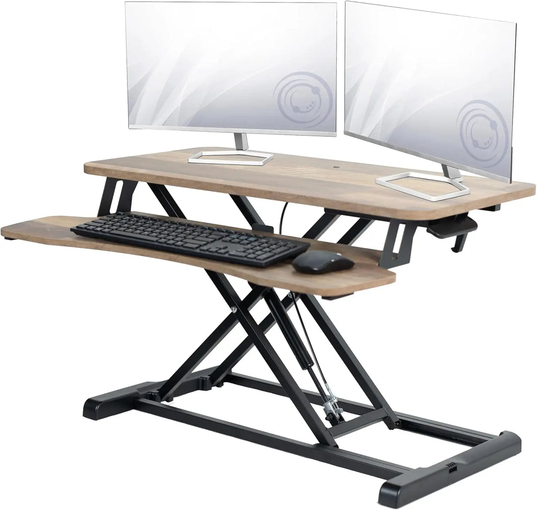 32 inch Desk Converter, K Series, Height Adjustable Sit to Stand Riser, Dual Monitor and Laptop Workstation with Wide Keybo