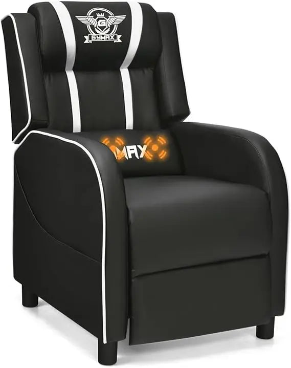 Gaming Recliner, Massage Gaming Chair w/Adjustable Footrest, Remote Control & Side Pocket, Ergonomic Game Lounge Chair, Racing
