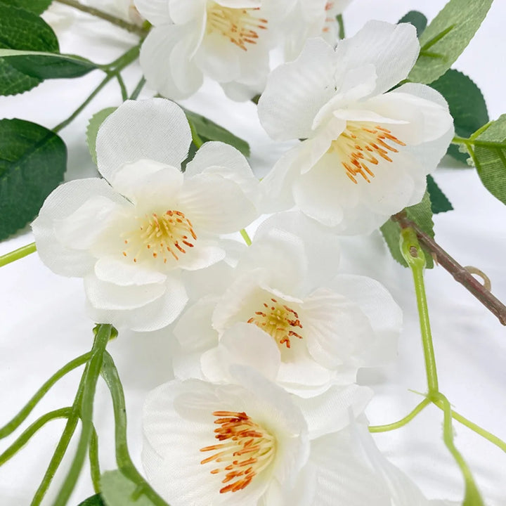 2 Pcs Artificial Cherry Blossom Flower Vine Hanging Cherry Blossom Flower Silk Garland Hanging Vines Faux Flowers For