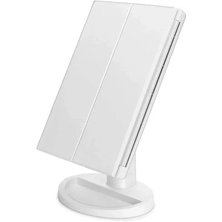 Portable Tri-fold Lighted Vanity Makeup Mirror with 3x/2x/1x Magnification, Bright LEDs Light and Easy-to-Use Touch Screen Techn