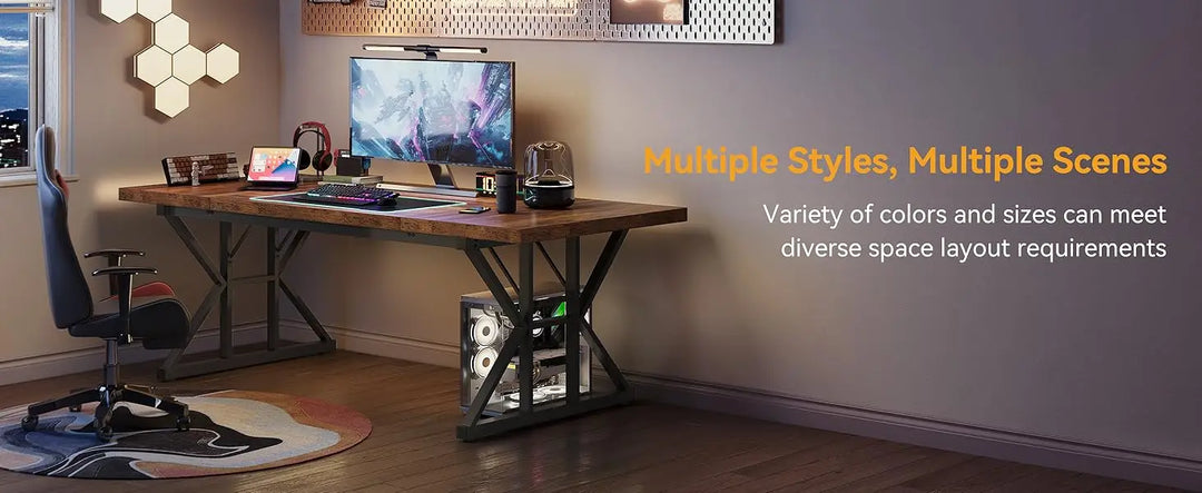 LITTLE TREE 70.8-Inch Office Desk, Executive Office Desk, Modern Work Desk, Large Farmhouse Writing Table Computer Desk for Home