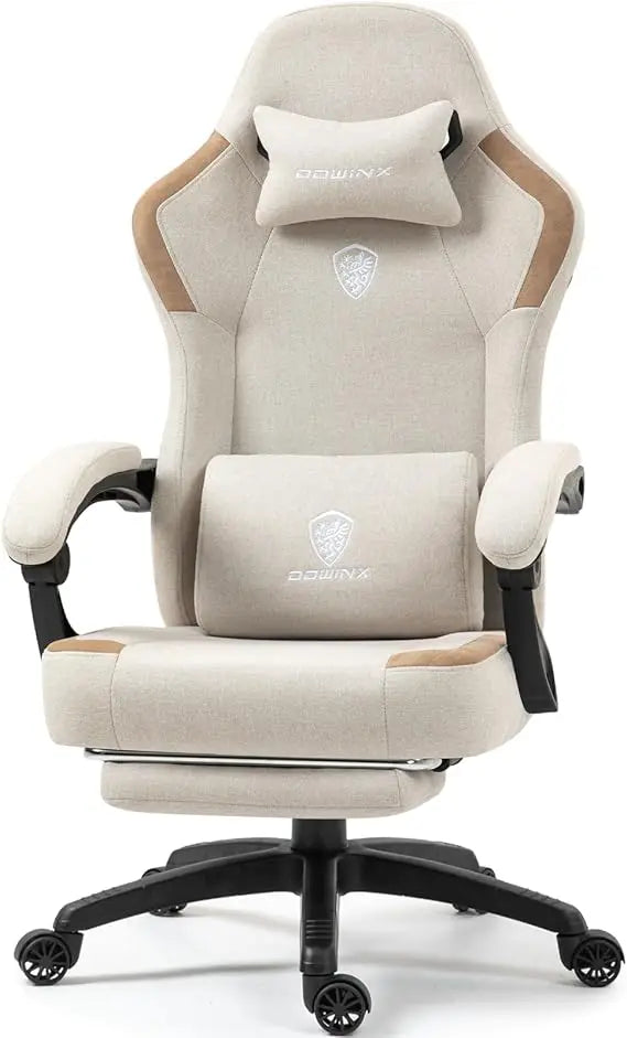 Fabric Gaming Chair with Pocket Spring Cushion,Breathable Computer Chairs with Massage Lumbar Support and Footrest,High Back Ga