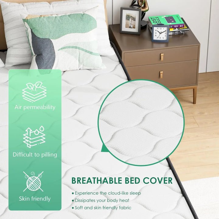 6 Inch Hybrid Mattress with Innerspring and Foam/Fiberglass Free/Medium Firm Spring Mattress/Full Size Mattress in a Box/CertiPU