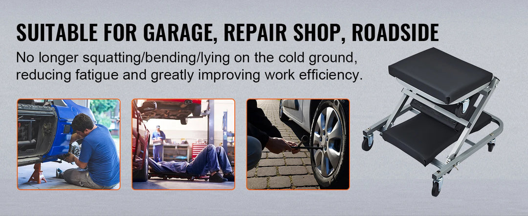SucceBuy Z-Creeper Seat 2 in 1 Rolling Folding Car Creeper/Stool Low Profile  with 6 pcs Wheels for Garage Shop Auto Repair