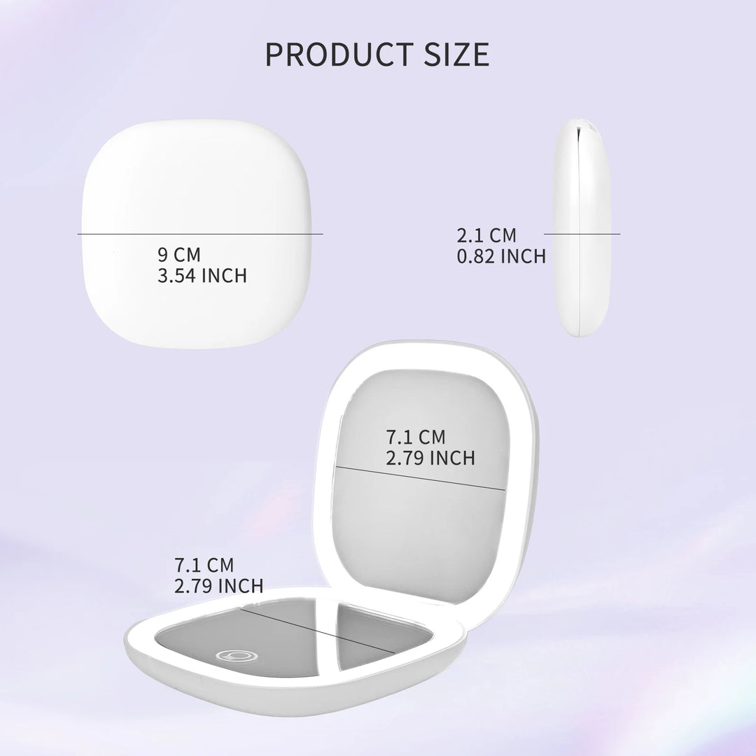 Mini Makeup Mirror Led Compact Pocket Portable Foldable Cosmetic Charge Makeup Mirror With 10X Light Magnifying Makeup Mirror