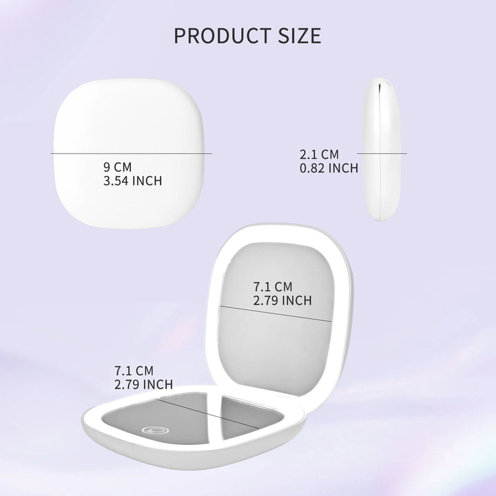Mini Makeup Mirror Led Compact Pocket Portable Foldable Cosmetic Charge Makeup Mirror With 10X Light Magnifying Makeup Mirror